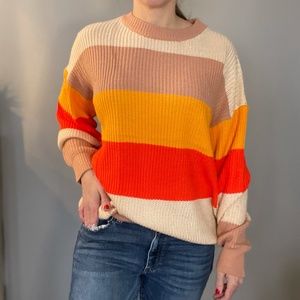 TOP STYLE OVERSIZED STRIPED SWEATER